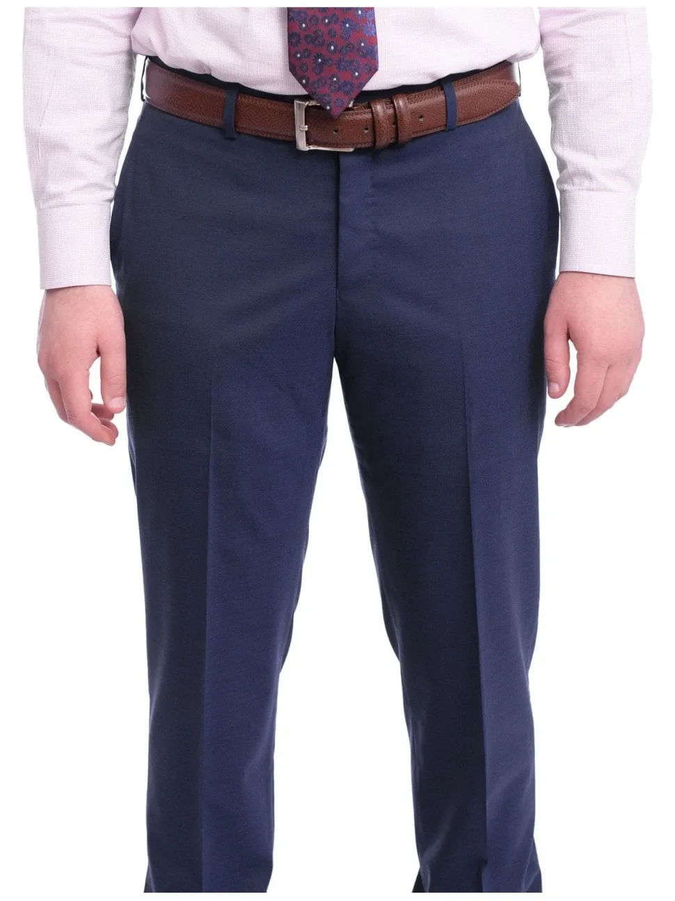 Men's Napoli Slim Fit Solid Blue Two Button Half Canvassed Italian Wool Suit