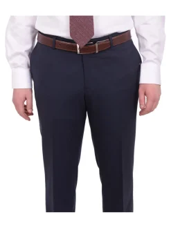 Mens Napoli Slim Fit Solid Blue Half Canvassed Marzotto Wool Suit