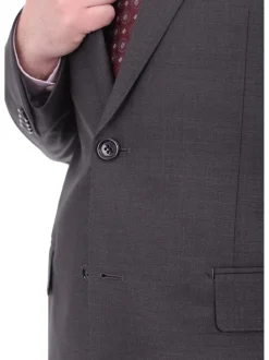 Mens Napoli Slim Fit Solid Gray Half Canvassed Super 150s Italian Wool Suit