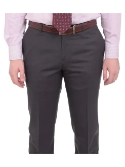 Mens Napoli Slim Fit Solid Gray Half Canvassed Super 150s Italian Wool Suit