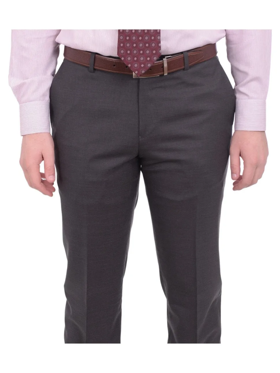 Mens Napoli Slim Fit Solid Gray Half Canvassed Super 150s Italian Wool Suit
