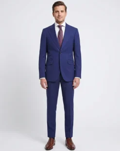 Men's Napoli Slim Fit Solid Royal Blue Half Canvassed Two Button Reda Wool Suit