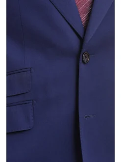 Men's Napoli Slim Fit Solid Royal Blue Half Canvassed Two Button Reda Wool Suit