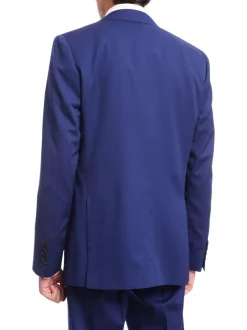 Men's Napoli Slim Fit Solid Royal Blue Half Canvassed Two Button Reda Wool Suit