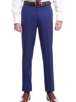 Men's Napoli Slim Fit Solid Royal Blue Half Canvassed Two Button Reda Wool Suit
