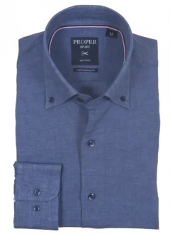 Mens Navy Blue Modern Fit Spread Collar 100% Linen Dress Shirt