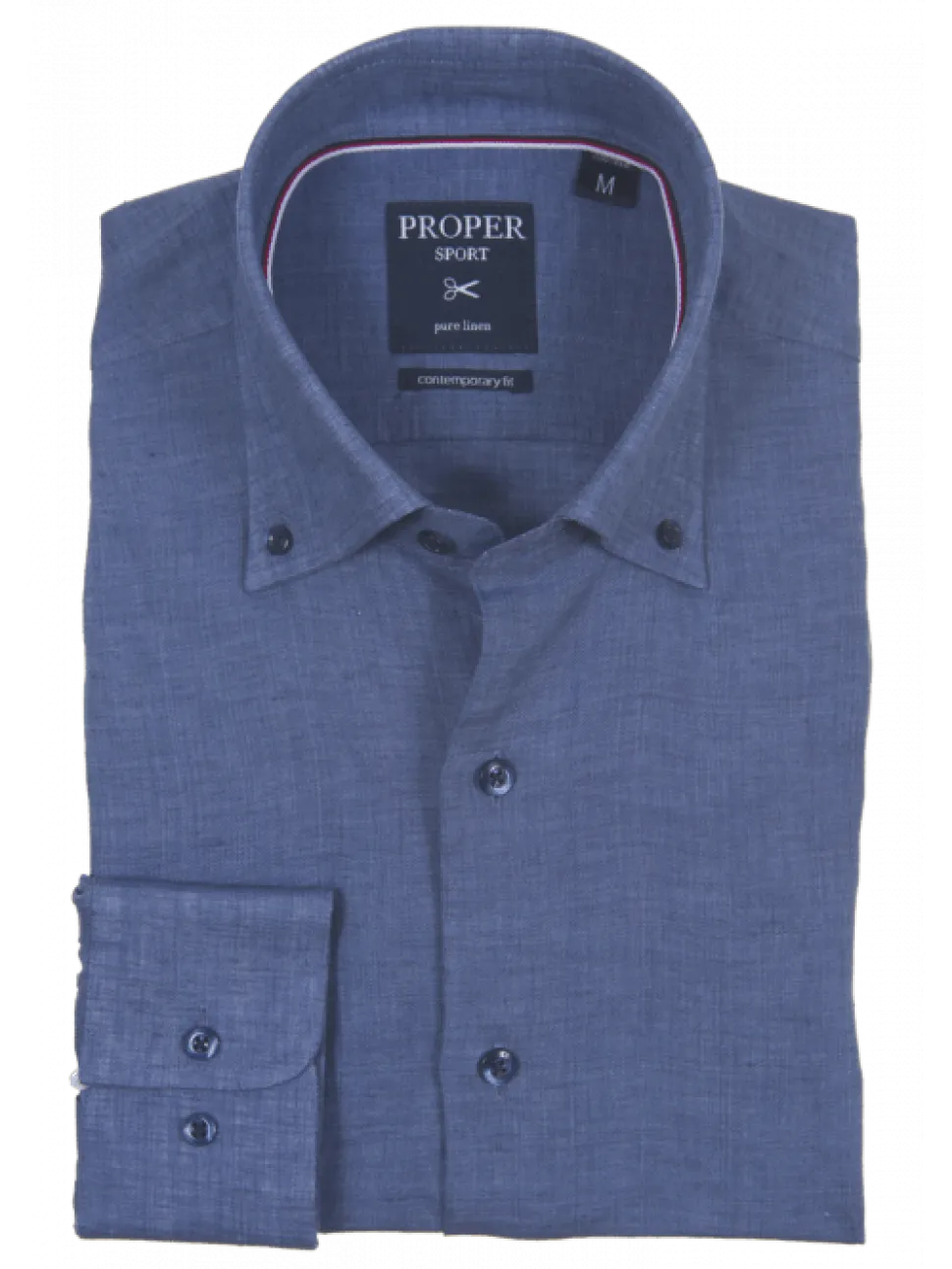 Mens Navy Blue Modern Fit Spread Collar 100% Linen Dress Shirt