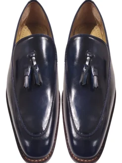 Men’s Navy Leather Tassel Loafers