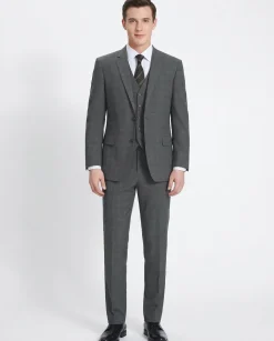 Men's 3-Piece Classic Fit Single Breasted Windowpane Suit
