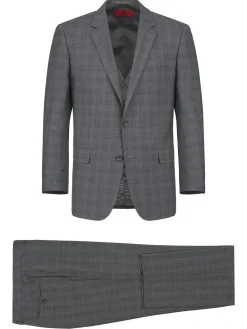 Men's 3-Piece Classic Fit Single Breasted Windowpane Suit