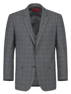 Men's 3-Piece Classic Fit Single Breasted Windowpane Suit