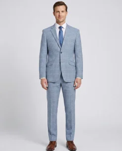 Men's 2-Piece Slim Fit Notch Lapel Stretch Windowpane Suit