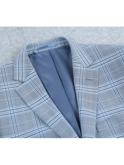 Men's 2-Piece Slim Fit Notch Lapel Stretch Windowpane Suit