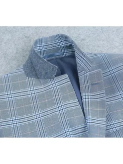 Men's 2-Piece Slim Fit Notch Lapel Stretch Windowpane Suit
