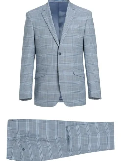 Men's 2-Piece Slim Fit Notch Lapel Stretch Windowpane Suit