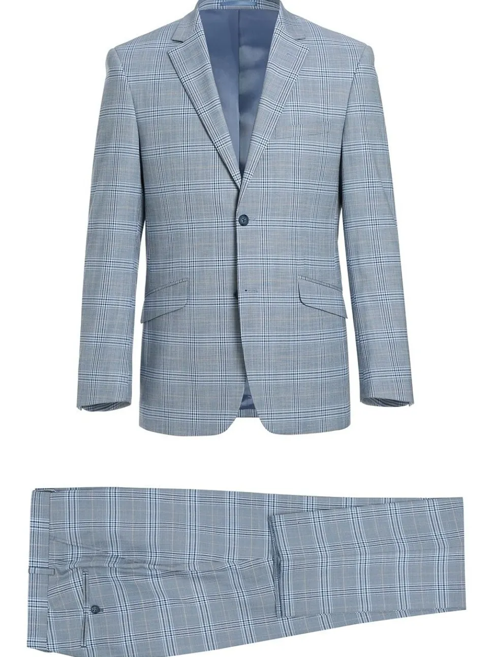 Men's 2-Piece Slim Fit Notch Lapel Stretch Windowpane Suit