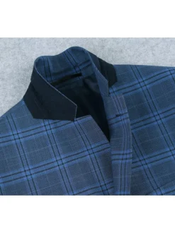 Men's 2-Piece Slim Fit Notch Lapel Stretch Windowpane Suit
