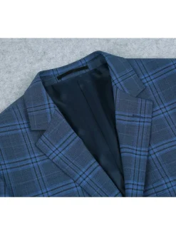 Men's 2-Piece Slim Fit Notch Lapel Stretch Windowpane Suit