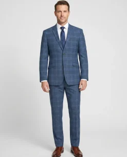 Men's 2-Piece Slim Fit Notch Lapel Stretch Windowpane Suit
