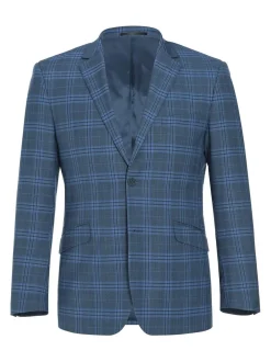 Men's 2-Piece Slim Fit Notch Lapel Stretch Windowpane Suit