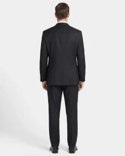 Men's Raphael Classic Fit Solid Black Two Button 2 Piece 100% Wool Suit