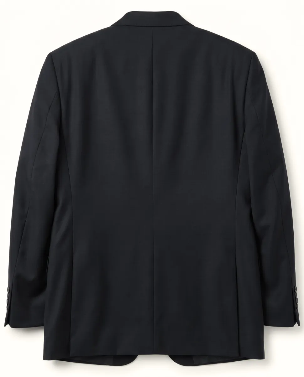 Men's Raphael Classic Fit Solid Black Two Button 2 Piece 100% Wool Suit