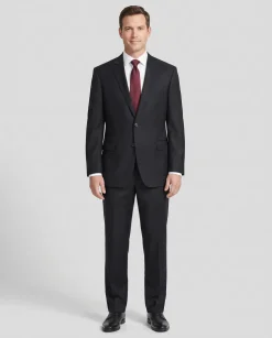 Men's Raphael Classic Fit Solid Black Two Button 2 Piece 100% Wool Suit