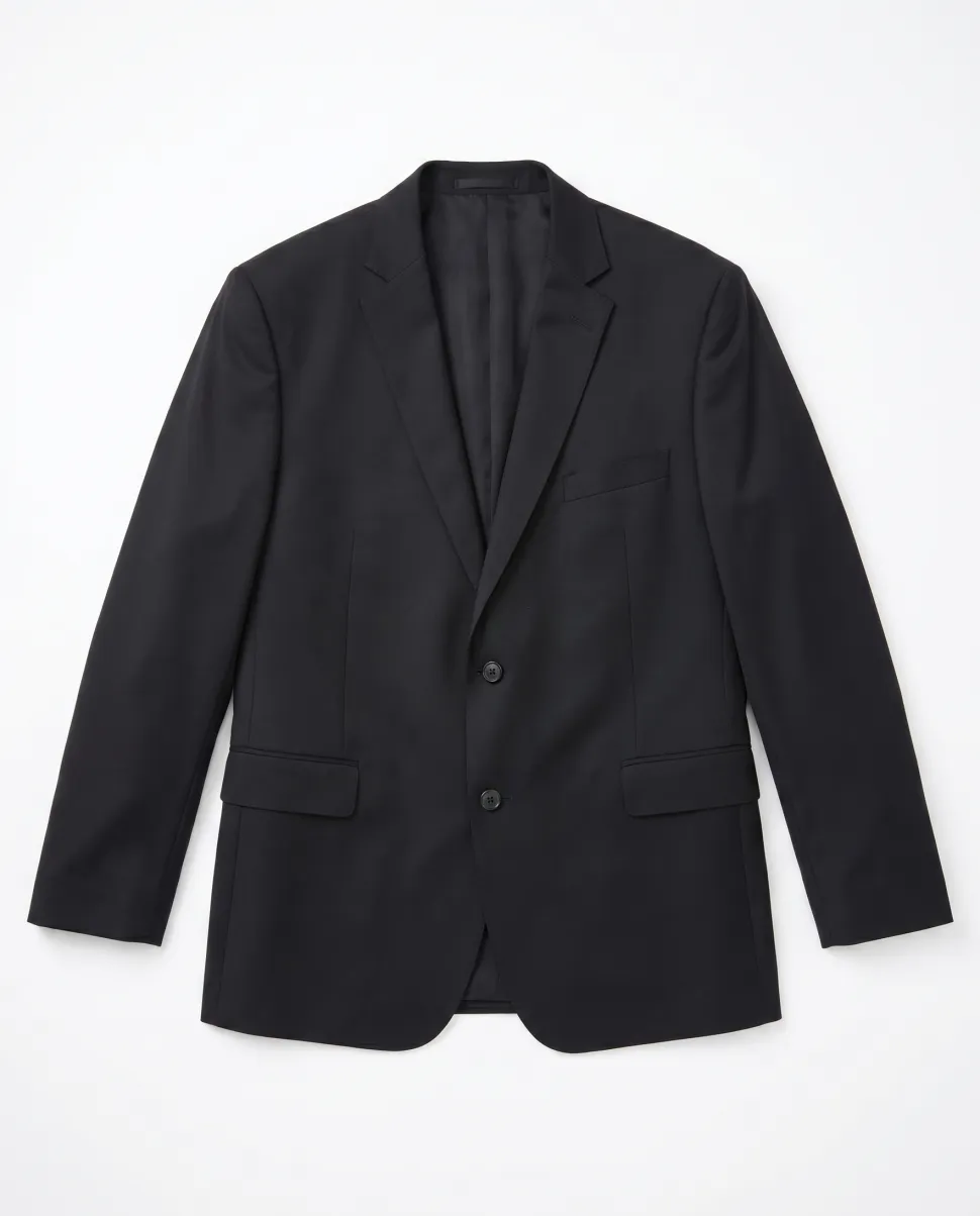 Men's Raphael Classic Fit Solid Black Two Button 2 Piece 100% Wool Suit
