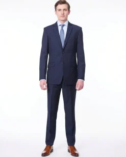 Men's Raphael Regular Fit Solid Blue Two Button 2 Piece Suit Jacket & Pants