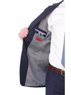 Men's Raphael Regular Fit Solid Blue Two Button 2 Piece Suit Jacket & Pants