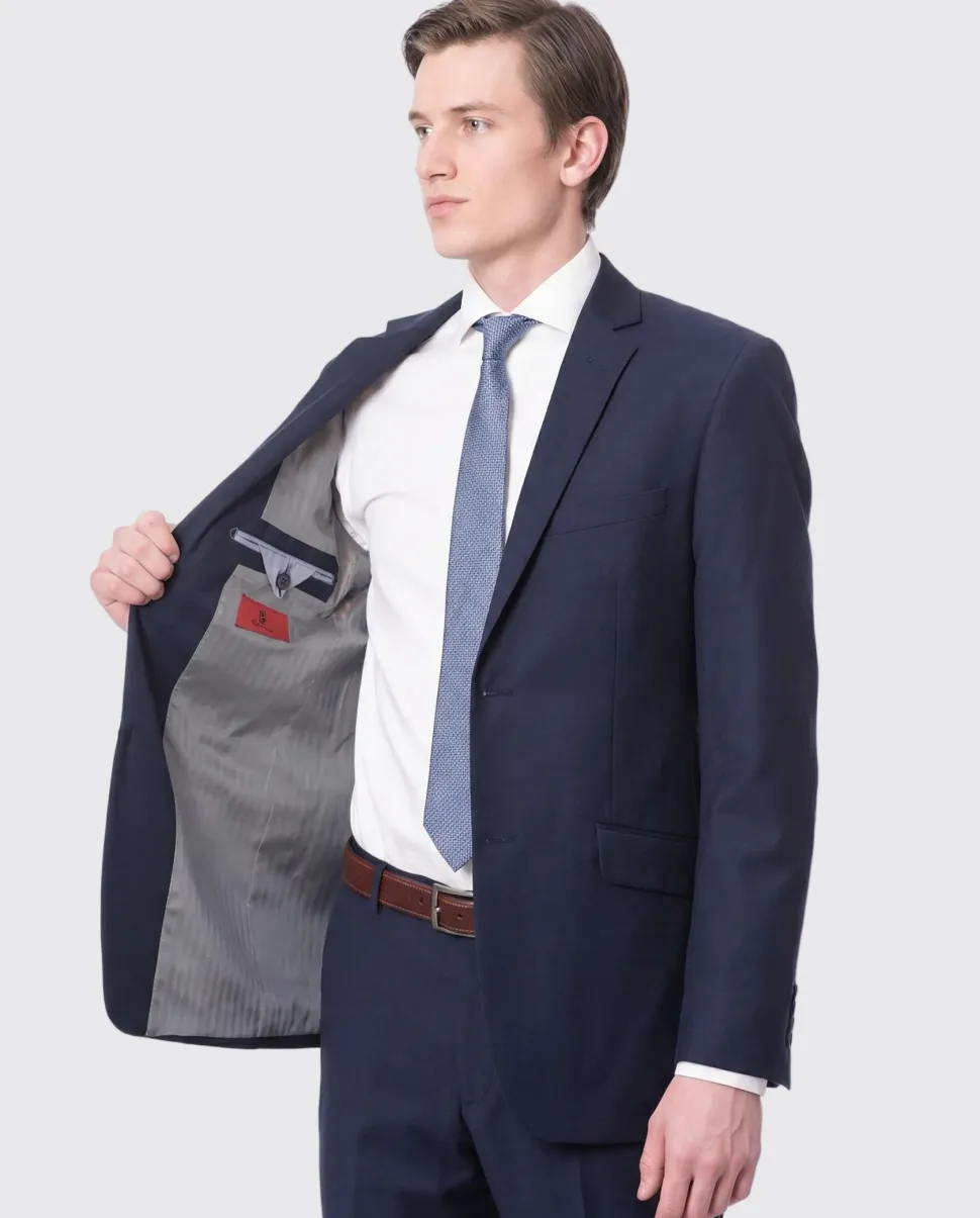 Mens Raphael Slim Fit Solid Blue 2 Button 2 Piece Suit Jacket & Pants