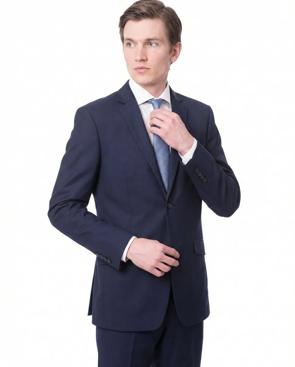 Mens Raphael Slim Fit Solid Blue 2 Button 2 Piece Suit Jacket & Pants
