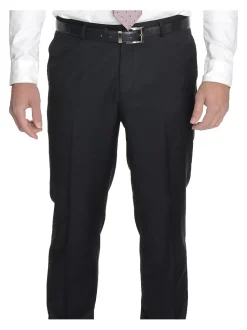 Men's Raphael Slim Fit Solid Black Two Button Wool 2 Piece Formal Business Suit