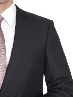 Men's Raphael Slim Fit Solid Black Two Button Wool 2 Piece Formal Business Suit