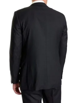 Men's Raphael Slim Fit Solid Black Two Button Wool 2 Piece Formal Business Suit