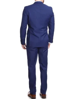 Men's Raphael Slim Fit Solid French Medium Blue Two Button 2 Piece Formal Suit