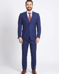Men's Raphael Slim Fit Solid French Medium Blue Two Button 2 Piece Formal Suit