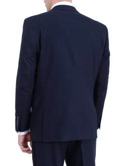 Men's Raphael Slim Fit Solid Navy Blue Two Button Wool Formal Business Suit