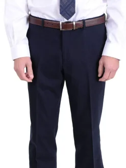 Men's Raphael Slim Fit Solid Navy Blue Two Button Wool Formal Business Suit