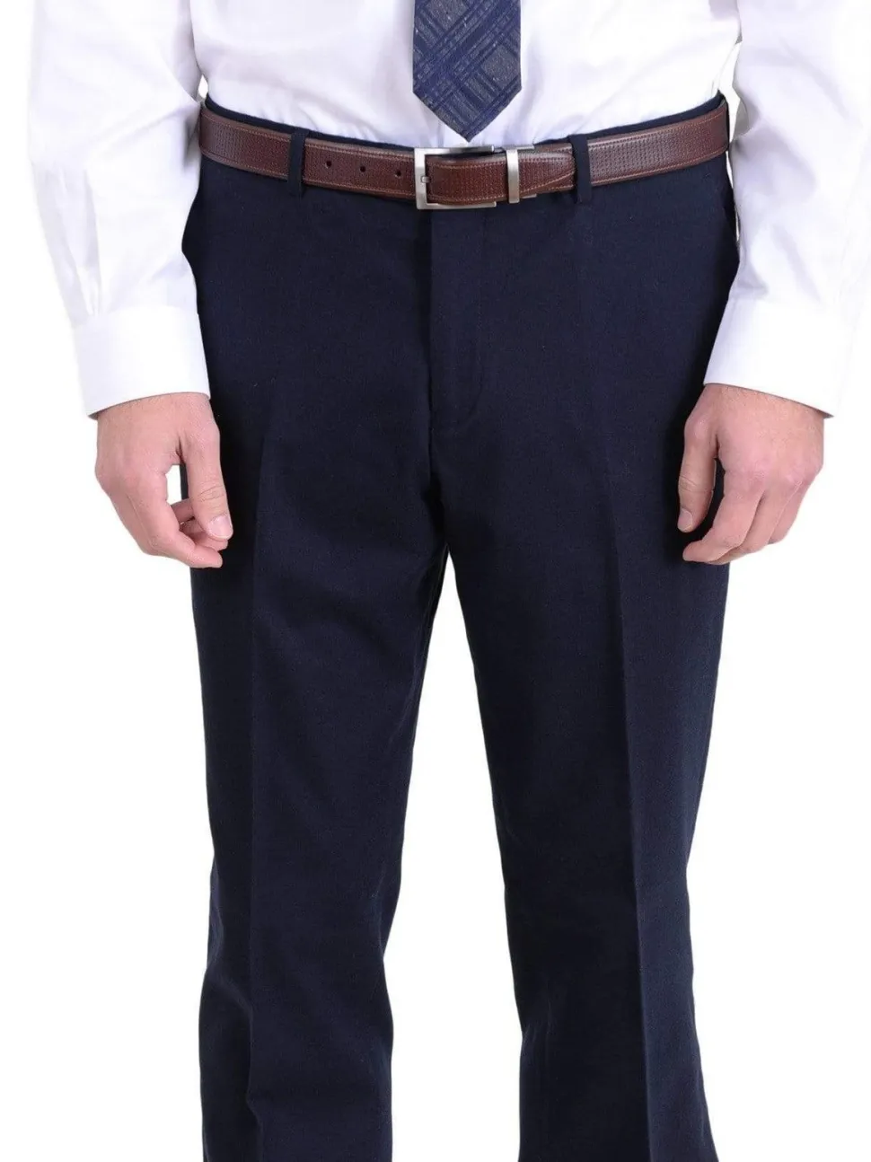 Men's Raphael Slim Fit Solid Navy Blue Two Button Wool Formal Business Suit