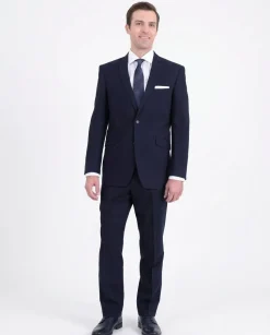 Men's Raphael Slim Fit Solid Navy Blue Two Button Wool Formal Business Suit