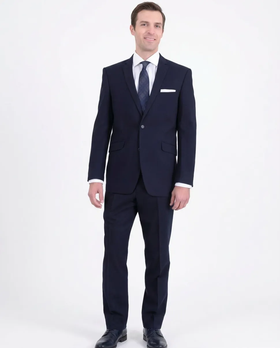 Men's Raphael Slim Fit Solid Navy Blue Two Button Wool Formal Business Suit