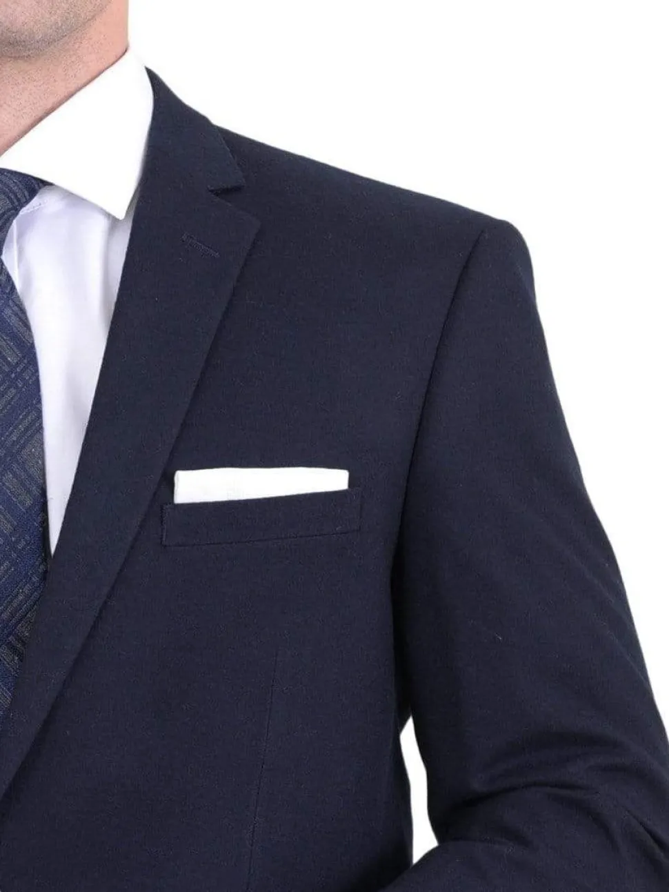 Men's Raphael Slim Fit Solid Navy Blue Two Button Wool Formal Business Suit