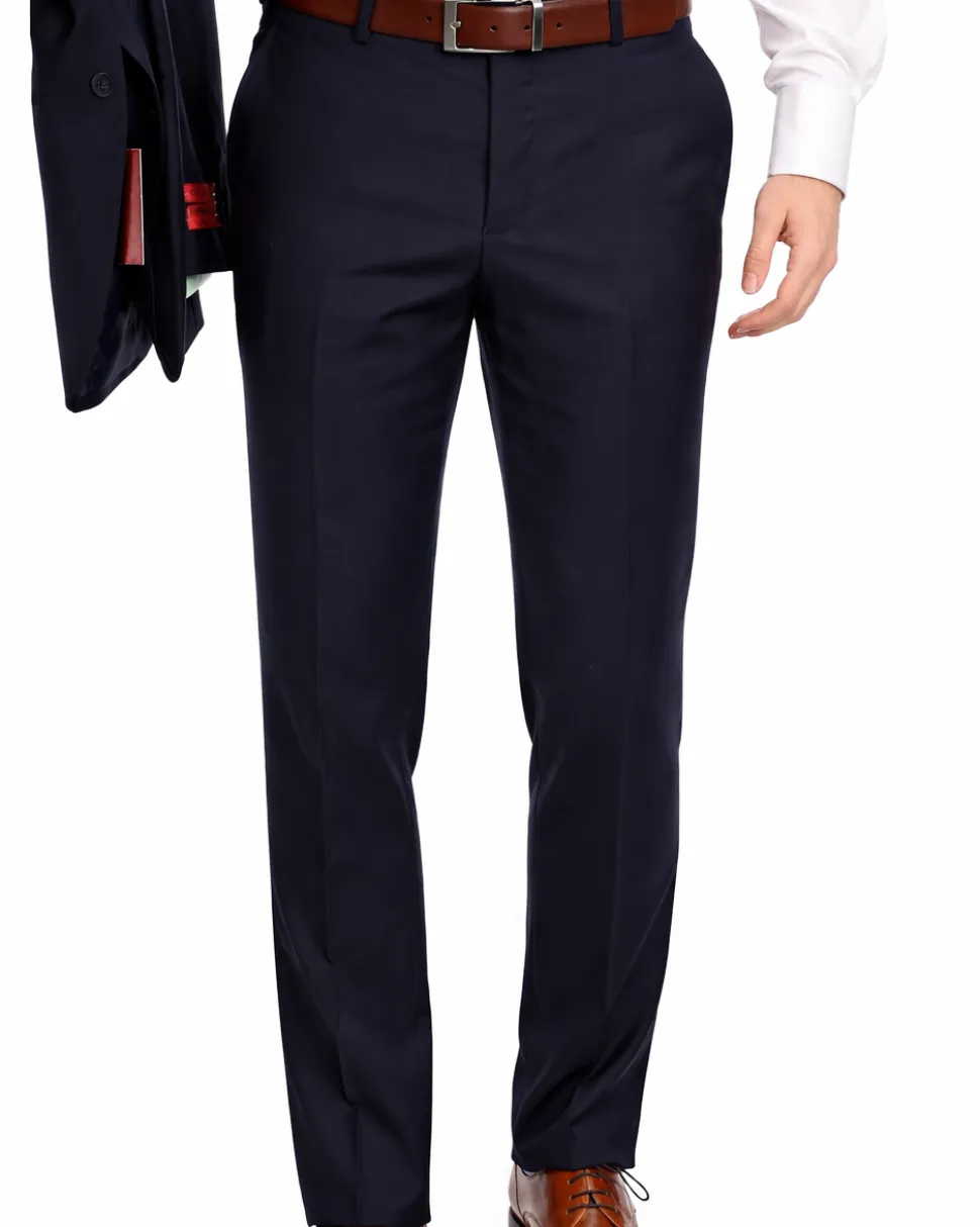 Men's Raphael Slim Fit Solid Navy Blue Two Button 2 Piece Suit