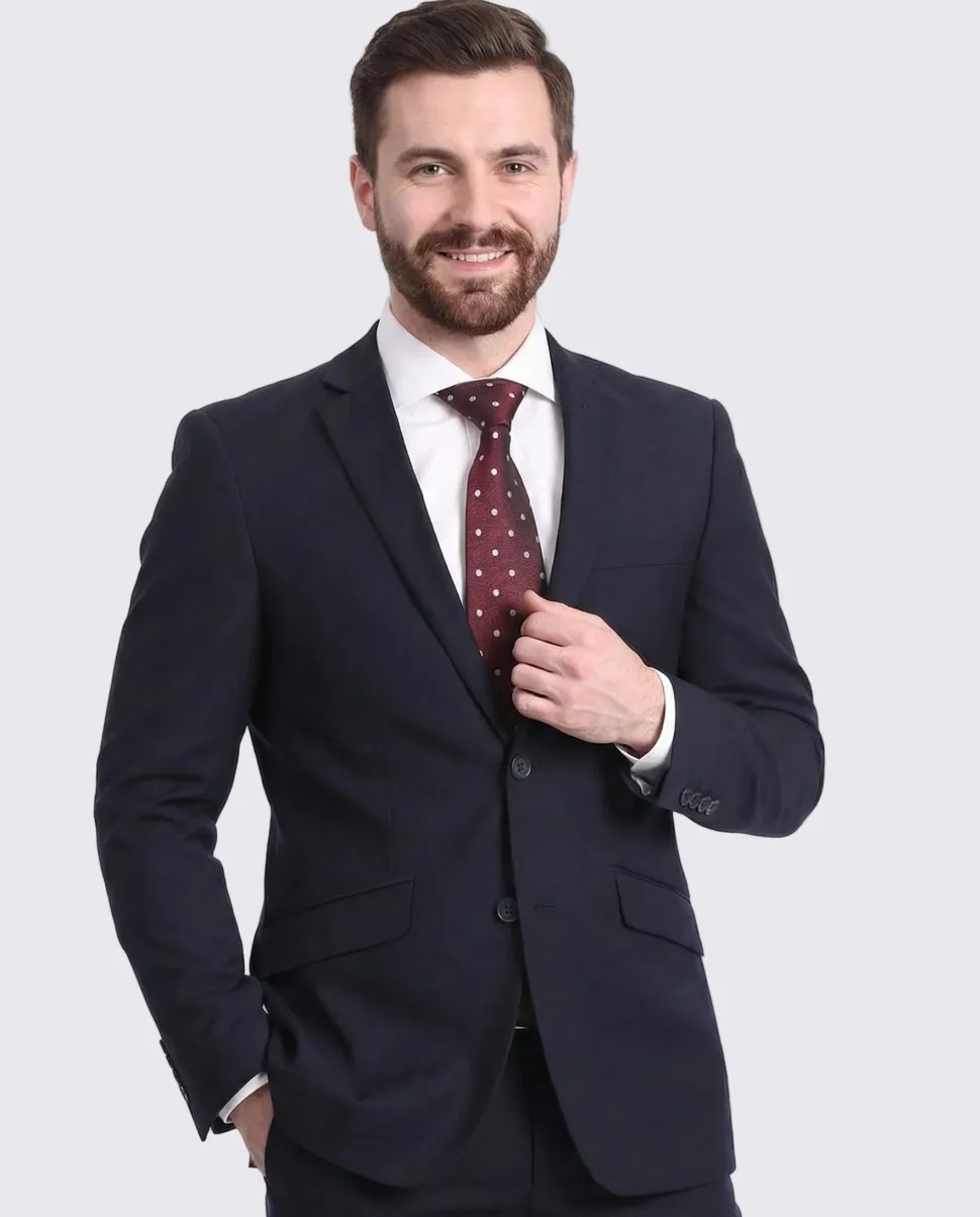 Men's Raphael Slim Fit Solid Navy Blue Two Button 2 Piece Suit