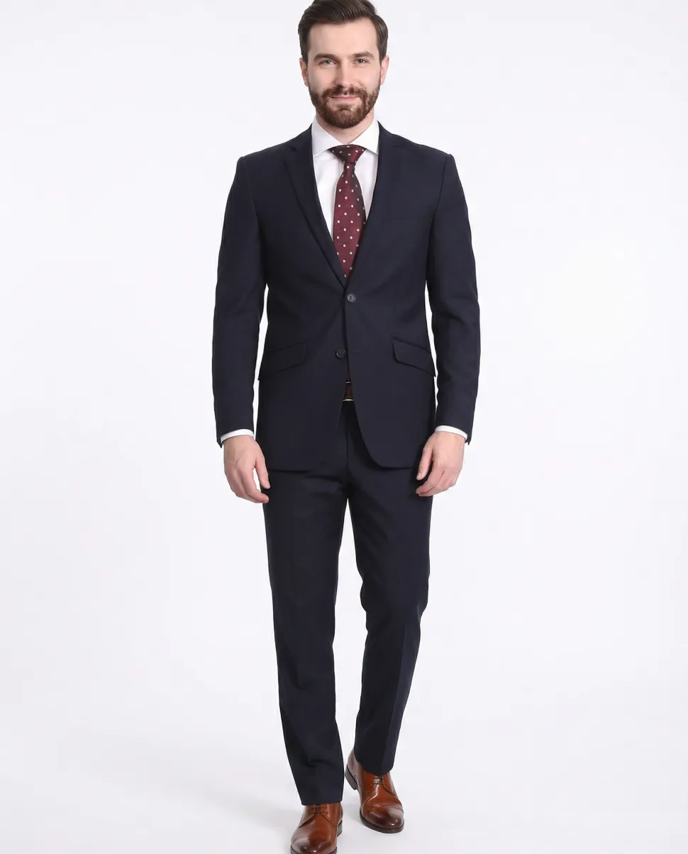 Men's Raphael Slim Fit Solid Navy Blue Two Button 2 Piece Suit