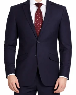 Men's Raphael Slim Fit Solid Navy Blue Two Button 2 Piece Suit