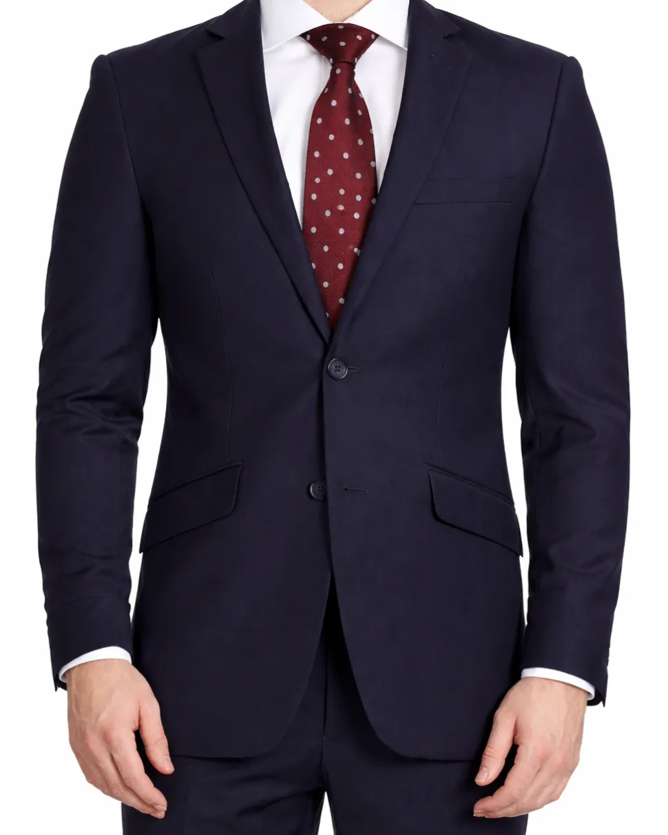 Men's Raphael Slim Fit Solid Navy Blue Two Button 2 Piece Suit