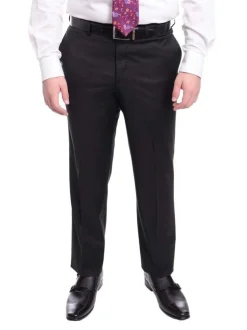 Mens Regular Fit Black Tonal Striped Two Button Half Canvassed Wool Suit