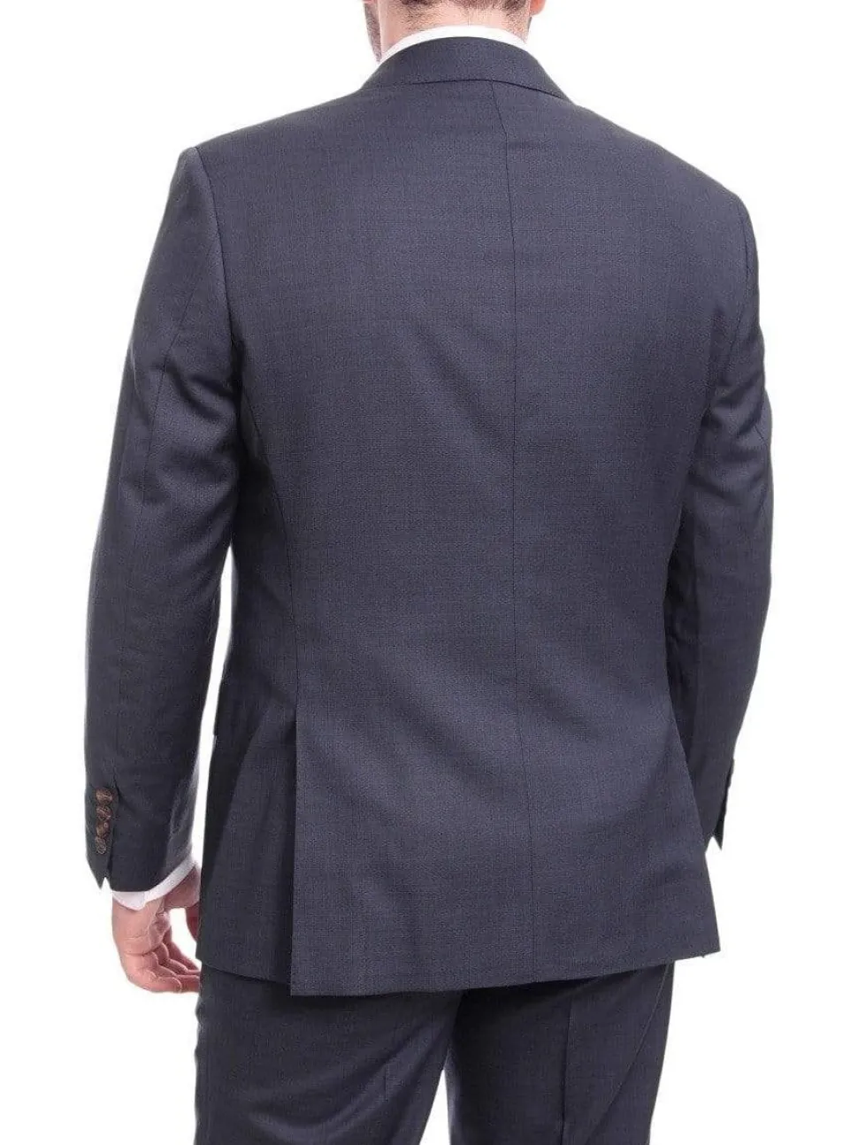 Mens Regular Fit Blue Textured Two Button Half Canvassed Super 150s Wool Suit